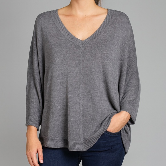 Splendid Gray Poncho Sweater - Picture 1 of 7